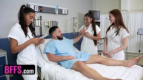 Three Hot Doctors Take Turns Bouncing Up And Down On Lucky Patient'_s Dick