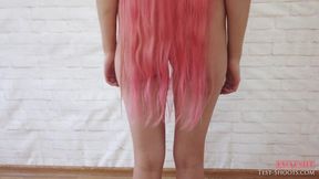 Nude Video Casting with Long Pink Haired Girl Adele