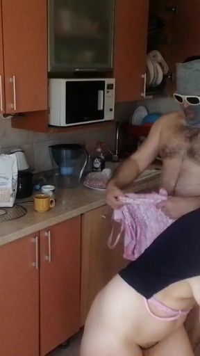 Epic moment from &quot;Sexy amateur couple having fun in the kitchen. Sexy mom has breakfast in the bedroom, hairy pussy, big tits&hellip;&quot;