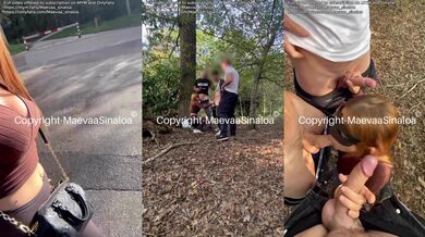 Face full of cum walk with curvy French hotwife in the street