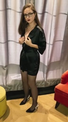 hot brunette takes off her panties for you