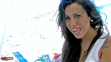 The slutty Spanish tourist ass fucked in the woods