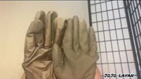 Hand over mouth POV black gloves