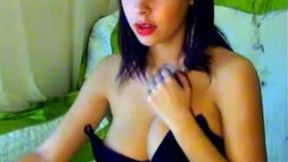 Svelte buxom amateur brunette hottie stripteased for me on webcam
