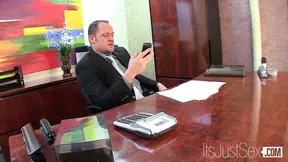 Hot brunette secretary teased and fucked in her boss's office