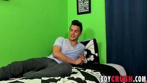 Handsome youngster Andy Taylor wanks off with dildo inserted