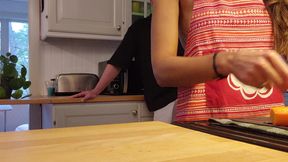 Hot milf gets fucked from behind in the kitchen hur husband did not know she had her camera on.