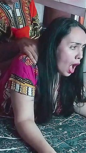 Indian stepmom fucking in the kitchen   Clip 1