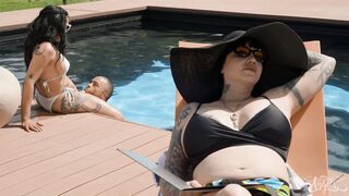 Eva's Big Boobs Get Pounded in Public Pool & Jizzed on Her Ass