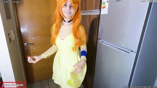 Evangelion Cosplay, Asuka Langley deflowers Shinji for the hand job he