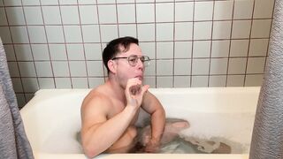 Danny Wilcoxx pounds himself with a glass dildo in hot solo anal action