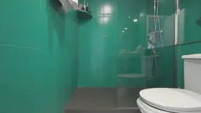 Step sister washes step dad's huge cock in the shower