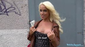 Public Sex Tattooed busty German blonde MILF fucked hard against a tree