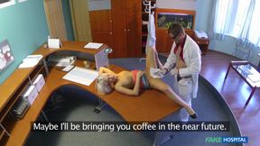 Fake Hospital - Sexy Blonde Sucks a Doctor Cock Before Getting Probed on Office Desk