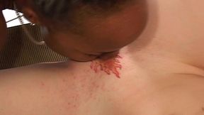 tomboy black babe just loves to eat white girl pussy and strap-on fuck