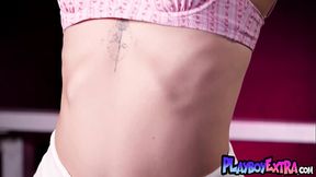 Naked teen Ophelia Fae turns the bleachers into her own private runway