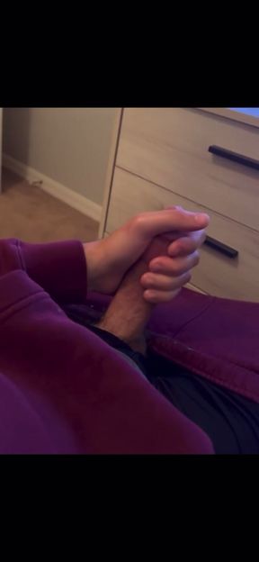 Moaning cumshot on sweatpants from bwc