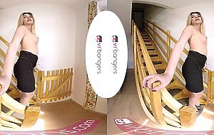 TS VR Porn - Small Tits Blonde TS Milf masturbating and ass play