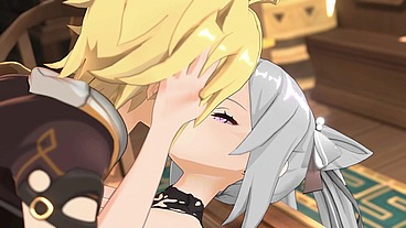 Keqing & Aether Hentai Sex Genshin Impact MMD 3D White Hair