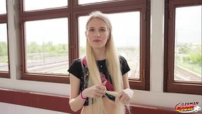 GERMAN SCOUT - Skinny blonde Nela Decker First Time Squirt while Casting Fuck