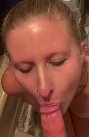 Hot blonde babe gets naughty with hands-free phone fun