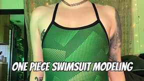 One Piece High Cut Swimsuit Modeling