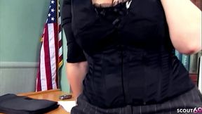 Sexy Big Ass Female Mature Boss Sara Jay Seduce Black Worker to Fuck at Work