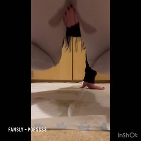 Doing squats with a full bladder until I pee myself and cum in my piss puddle