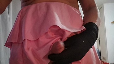 Nicole N Fantasy masturbating her cock and cumming semen for the camera