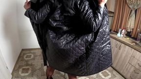 This Is How Your Wife Serves Dinner. Cigar Smoking, Long Downjacket Coat and Double Cum