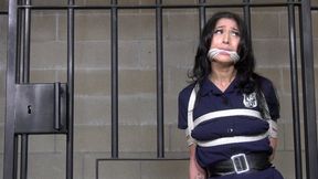 Policewoman Alexa Chains Gets A Lesson In Restraint As A Grizzled Convict Grabs Her, Handcuffs, Ties Her To The Jail Cell Bars And Gags Her With A Rope And Cloth Gag! 4K Video Version