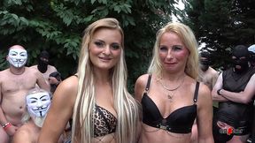 outdoor creampie gangbang session with 2 cumsluts