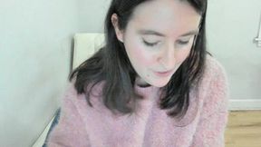 Masturbating in a Pink Fuzzy Sweater