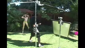 Slutty girl gets covered in cum during fishnet fuck session