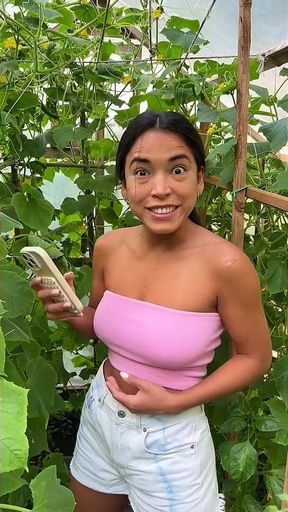 Visit to Vegetable Garden Turns Into Fucking in the Garden and Big Cumshot