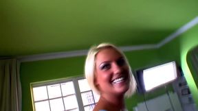 Blonde College Babe Riding a Sucking Cock