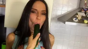 Russian Darling Nataly Gold uses cucumber to screw her desired cunt by Real Agent