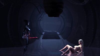 A sexy hottie gets fucked by a female alien in a cave on an exoplanet