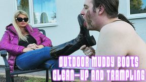 Outdoor Muddy Boots Clean-Up & Trampling (4K)