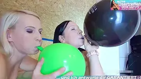 Balloon Group Sex Foursome With German Brunette And Blonde