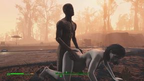 Half-zombie fucks pregnant woman from behind in Fallout 4