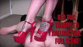 Ballbusting, Trampling, Milking in Red PVC [full scene]