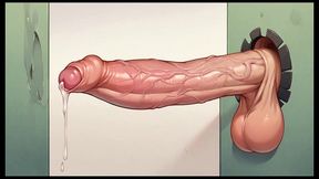 futanari muscle growth world [ femboy hentai game ] ep.4 small dick feminine guy swallow spit before going to gloryhole bathroom !