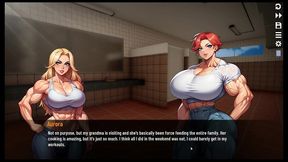 futanari muscle growth world [ femboy hentai game ] ep.4 small dick feminine guy swallow spit before going to gloryhole bathroom !