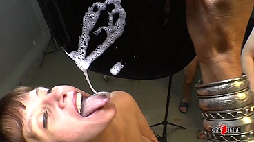 Bukkake cum eating orgy piss on girls piss lover