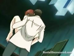 Big jugged hentai cutie getting little muff dildoed and ass