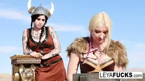 Leya the Viking takes a gold trophy up her ass