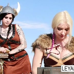 Leya the Viking takes a gold trophy up her ass