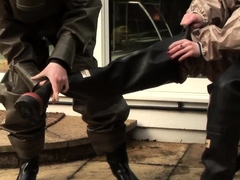 Femdom fetish mistresses fuck bdsm loser with strapon