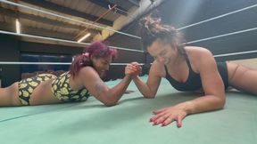 Arm wrestling and bicep flexing
